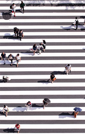 people on pedestrian crossing
